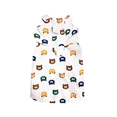 Haustier-Hunde-Regenmantel, niedliche Cartoon-Muster-Hundekleidung, wasserdichte Kleidung, Regenjacke for Hunde und Katzen(White,S) von JKUHA