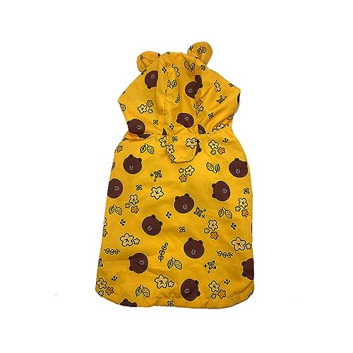 Haustier-Hunde-Regenmantel, niedliche Cartoon-Muster-Hundekleidung, wasserdichte Kleidung, Regenjacke for Hunde und Katzen(Yellow Bear,XL) von JKUHA