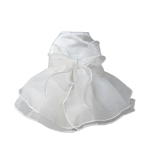 Hunde-Hochzeitskleid, Welpen-Braut-Hochzeitskostüm, luxuriöse Prinzessinnen-Kleider, Blumenmädchen-Hundekleid for kleine Hunde(White,L) von JKUHA