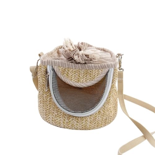 Kleiner atmungsaktiver Ausflugsrucksack aus Netzgewebe, tragbare Tragetasche, Haustierbedarf for Hamster, Sugar Glider, Fancy Rat(Beige) von JKUHA