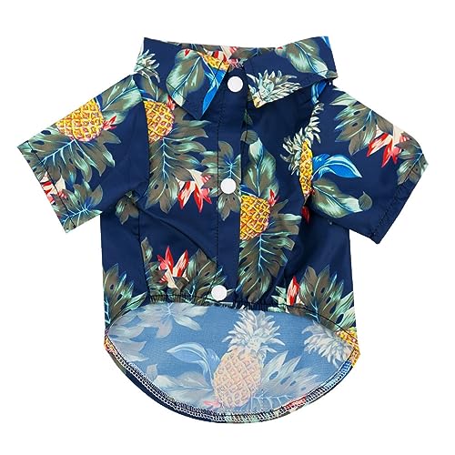 Sommer-Hundekleidung, Cooles Strand-Hundeshirt im hawaiianischen Stil, modische Kleidung mit Kokosnussbaum-Druck(Black,L) von JKUHA