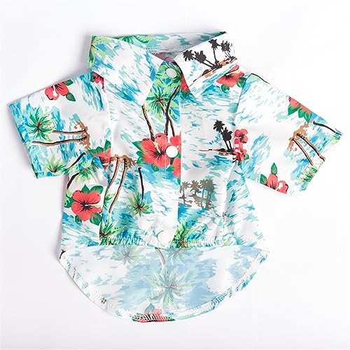 Sommer-Hundekleidung, Cooles Strand-Hundeshirt im hawaiianischen Stil, modische Kleidung mit Kokosnussbaum-Druck(Green,M) von JKUHA