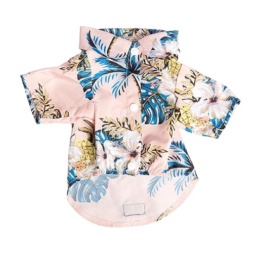 Sommer-Hundekleidung, Cooles Strand-Hundeshirt im hawaiianischen Stil, modische Kleidung mit Kokosnussbaum-Druck(Pink,M) von JKUHA