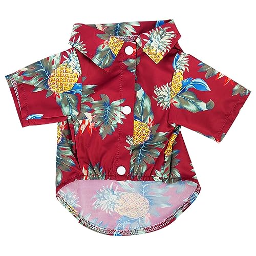 Sommer-Hundekleidung, Cooles Strand-Hundeshirt im hawaiianischen Stil, modische Kleidung mit Kokosnussbaum-Druck(Red,L) von JKUHA