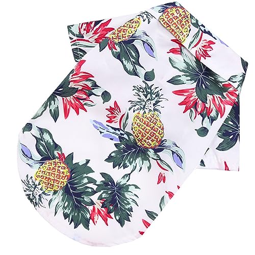 Sommer-Hundekleidung, Cooles Strand-Hundeshirt im hawaiianischen Stil, modische Kleidung mit Kokosnussbaum-Druck(White,M) von JKUHA