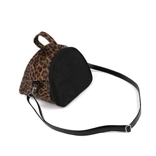 Tragbare Outdoor-Tasche for kleine Haustiere, atmungsaktive Tragetasche aus PU-Leder mit Stereo-Leopardenmuster for ausgefallene Ratten, Papageien, Meerschweinchen(M) von JKUHA