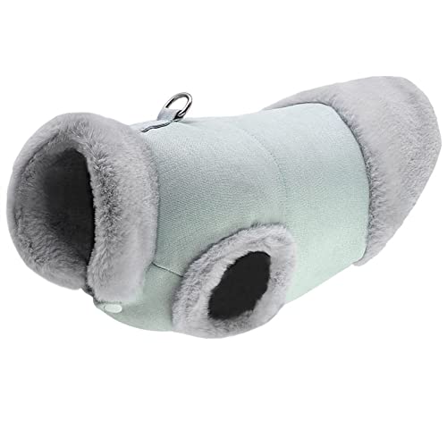 Warme Hundekleidung Winter Französische Bulldogge Kleidung Weiche Haustierjacke Fleece Katze Welpenmantel Outfit for kleine mittelchihuahua(Light Blue,Neck 30cm) von JKUHA