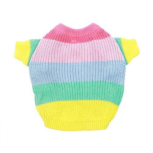 Weihnachtshund Kleidung Winter warme Hund Pullover for kleine Hunde Regenbogen gestrickte Haustierkleidung for französische Bulldogge(Chest Girth 44cm) von JKUHA