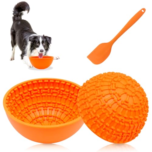 Silikon-Lecknapf für Hunde, lustig, langsamer Futternapf, rutschfest, interaktiv, Anti-Ersticken, langsames Fressen, gesünder (orange) von JLNGTHONG