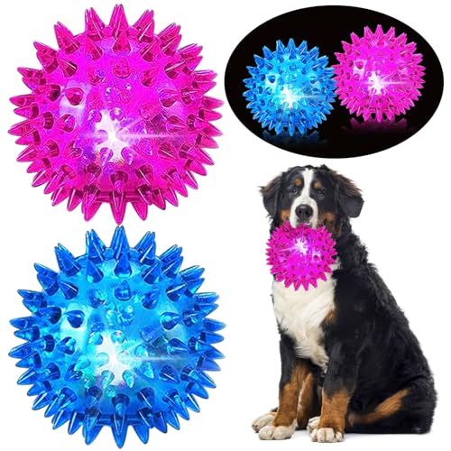 JLVAUVT Quietschende Hundebälle, 11,4 cm, leuchtend, spitzig, für aggressive Kauer, Kauspielzeug für Zahnen, Hundebälle für mittelgroße und große Hunde, langlebiges Hundespielzeug für saubere Zähne von JLVAUVT