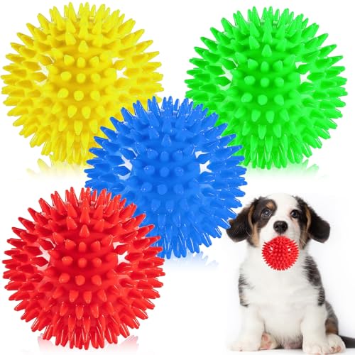 JLVAUVT Quietschendes Hundespielzeug, stachelige Hundebälle, 4 Stück von JLVAUVT