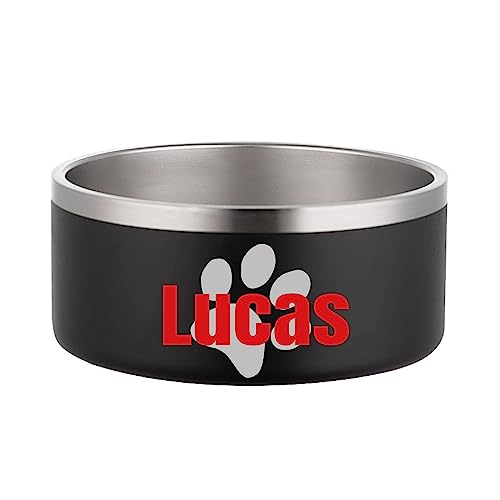 JMIPET Personalized Dog Bowls Stainless Steel Small Medium Large Dog Water Food Bowl Cat Food Bowls for Indoor Cats Custom Puppy Bowls Cute Pet Dishes Bottom Non-Slip (Black) von JMIPET