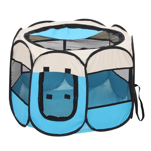 Hundegitter Wohnung Katzen-Kreißsaal, abnehmbares Sommerzelt for Haustiere, Outdoor-Hunde-Klappzaun, Katzenkäfig, Hundegehege, umgeben von Heimtierbedarf(Blue1,L-112x112x58cm) von JMORCO