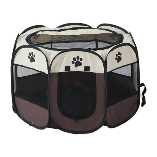 Hundegitter Wohnung Katzen-Kreißsaal, abnehmbares Sommerzelt for Haustiere, Outdoor-Hunde-Klappzaun, Katzenkäfig, Hundegehege, umgeben von Heimtierbedarf(Coffee,L-112x112x58cm) von JMORCO