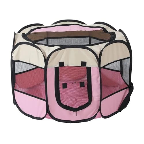 Hundegitter Wohnung Katzen-Kreißsaal, abnehmbares Sommerzelt for Haustiere, Outdoor-Hunde-Klappzaun, Katzenkäfig, Hundegehege, umgeben von Heimtierbedarf(Pink,L-112x112x58cm) von JMORCO