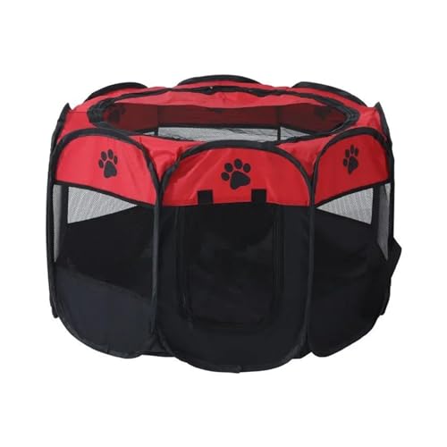 Hundegitter Wohnung Katzen-Kreißsaal, abnehmbares Sommerzelt for Haustiere, Outdoor-Hunde-Klappzaun, Katzenkäfig, Hundegehege, umgeben von Heimtierbedarf(Red,L-112x112x58cm) von JMORCO