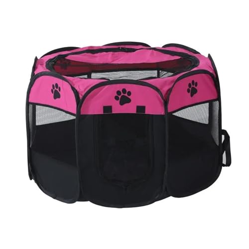 Hundegitter Wohnung Katzen-Kreißsaal, abnehmbares Sommerzelt for Haustiere, Outdoor-Hunde-Klappzaun, Katzenkäfig, Hundegehege, umgeben von Heimtierbedarf(Rose red,L-112x112x58cm) von JMORCO