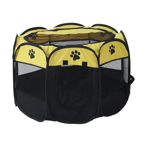 Hundegitter Wohnung Katzen-Kreißsaal, abnehmbares Sommerzelt for Haustiere, Outdoor-Hunde-Klappzaun, Katzenkäfig, Hundegehege, umgeben von Heimtierbedarf(Yellow,L-112x112x58cm) von JMORCO