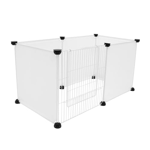 Hundegitter Wohnung Zaun Laufstall Haustierkäfig Tier Hund Kaninchen Stift Meerschweinchen Kätzchen Sicherheit Mini Bunny Indoor Outdoor Igel Welpen Kaninchen Hamster Zelt(White 1) von JMORCO