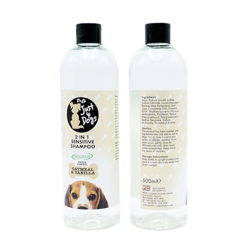 Just 4 Dogs Sensitive Oatmeal & Vanilla 2-in-1 Shampoo und Conditioner für Hunde, 500 ml von JMORX