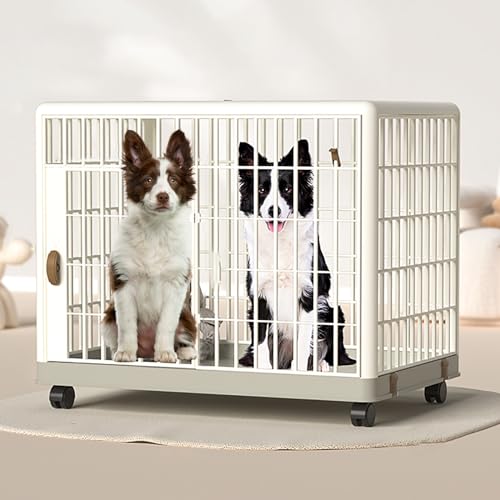 Eine geräumige Hundehütte für den Innenbereich mit einem beweglichen Hundekäfig im Möbelstil, Einer Hundehütte mit abschließbaren Türen und Rädern von JMOZHCD