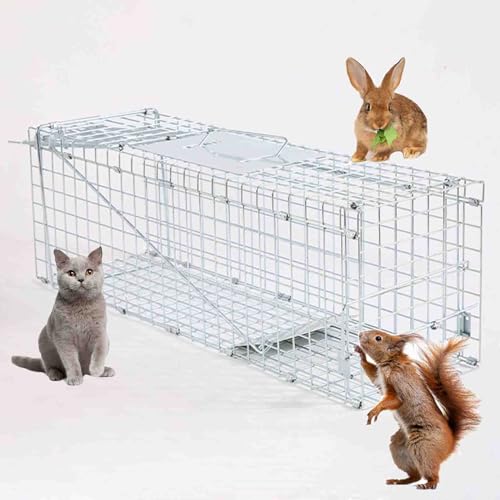 Katzenfalle für streunende Katzen, Kaninchenfalle für den Außenbereich, zusammenklappbar, geeignet für Kaninchen, streunende Katzen, Hühnerhaustier-Aufbewahrungskäfig () von JMOZHCD