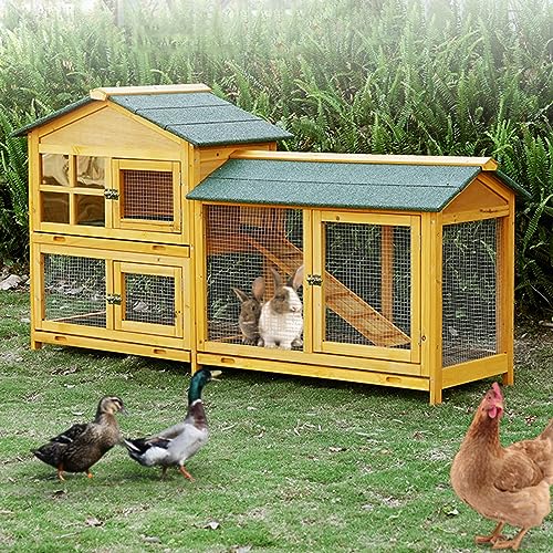 Katzenkäfig, Kaninchenkäfig, Kaninchenkäfig für den Außenbereich, 2-stöckiger Hühnerstall für den Innenbereich mit Rampe und wasserdichtem Dach für Hunde, Hühner, Wachteln, Kaninchen (C1 180 * 94CM) von JMOZHCD