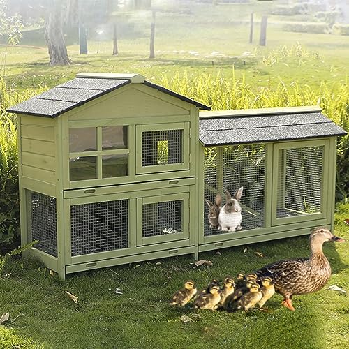 Katzenkäfig, Kaninchenkäfig, Kaninchenkäfig für den Außenbereich, 2-stöckiger Hühnerstall für den Innenbereich mit Rampe und wasserdichtem Dach für Hunde, Hühner, Wachteln, Kaninchen (C2 180 * 94CM) von JMOZHCD