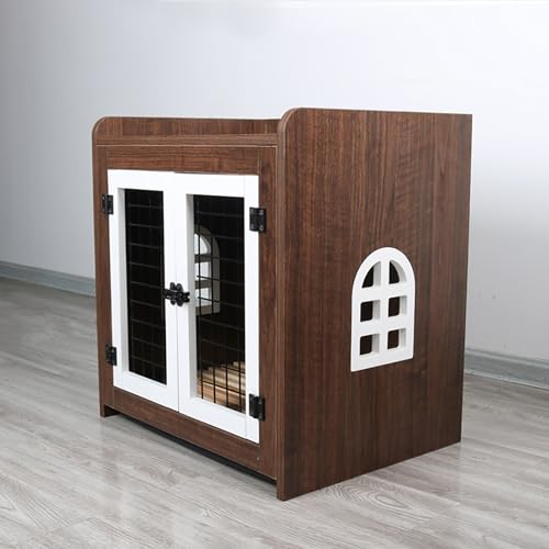 Robuster Hundekäfig-Beistelltisch, Moderne Hundehütte, Holz-Hundebox, Möbel, Dekoration, Haustierhaus, Beistelltisch, Hundehütte für den Innenbereich (Brown 61cm) von JMOZHCD