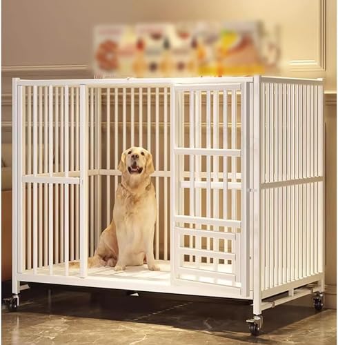 Zwingermöbel im Käfigstil, Hunderegal-Beistelltisch für den Innenbereich mit Tablett, robuster Hundekäfig-Beistelltisch mit abschließbarer Tür, Hundekäfig (White 110cm) von JMOZHCD