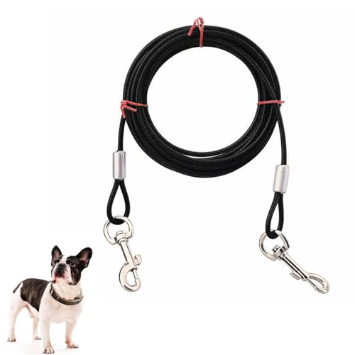 Dog Tie Out Cable Tie Out Cable for Dogs, Dog Tether, Dog Chain with Durable Superior Clips, for Outside Dog Lead for Small Large Dogs, Suitable for All Breeds (Black) von JNOUCS