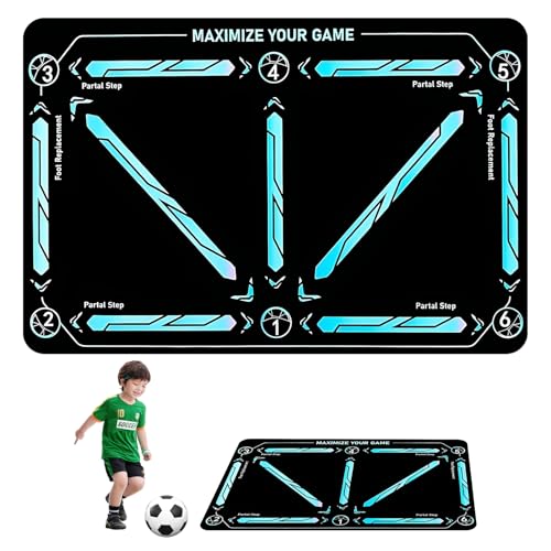 JOAAZAR Fußball Trainingsmatte, 60 x 90cm Fußball Schritt Trainingsmatte, Fußballmatte Fussball, Fussball Trainingszubehör, Rutschfeste Fussballmatte Training, Geschenk für Kinder und Fußballliebhaber von JOAAZAR