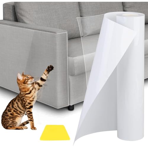 Kratzschutz Sofa Katze,Katzen Kratzschutz,Anti Kratz Folie Für Katzenfür Fit Couch Tür Wand Ecke,Transparent & Wasserdicht, Mit Kratzer (30 * 500cm) von JOAAZAR