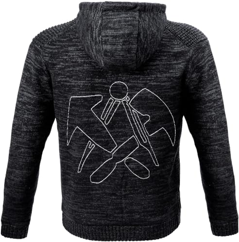 JOB Dachdecker-Hoodie-Strickjacke mit Fellfutter schieferschwarz (XL) von JOB