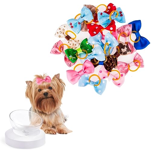 JOCXZI 15PCS Hundehaarschleifen,Hunde Haarschmuck,Haarschleifen Hund,Hunde Kopfschmuck, für Lange Haare Haustier Hunde Katze Welpen, 10 Farbe von JOCXZI