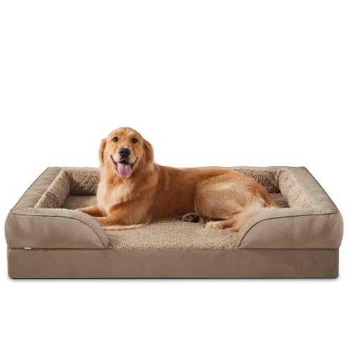 JOEJOY Extra großes Orthopädisches Hundebett, extra großes waschbares Katzenbett Hundekissen mit Wabenstruktur und abnehmbarem wasserdichte Fütterung Schaumstoff hundebett orthopädisch Braun von JOEJOY