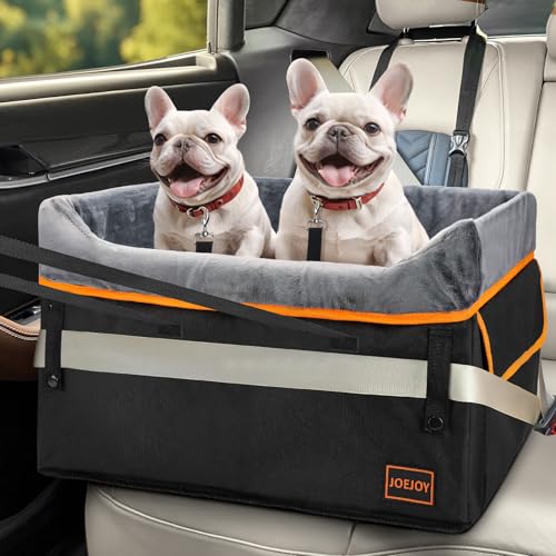 JOEJOY Hundeautositz für mittelgroße Hunde oder 2 kleine Hunde, tragbarer Haustier-Booster-Autositz für Auto mit 2 Clip-on-Sicherheitsleinen und verstellbaren Gurten, perfekt für Haustiere bis zu 20,4 von JOEJOY