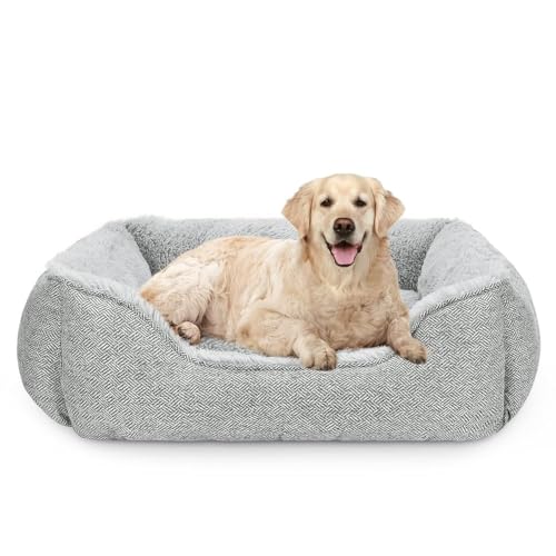 JOEJOY Hundebett, Hundekorb Flauschig, Waschbar, rutschfest, Weich Bequem Plüsch Hundebett, Haustierbett für Grosse Hunde und Katzen, 89x63x23cm von JOEJOY