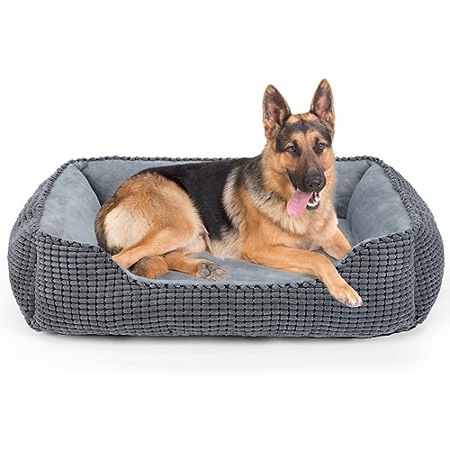 JOEJOY Hundebett Grosse Hunde, Hundebett Waschbar Flauschig Hundekorb, Weiche Plüsch-Hundebetten, rutschfeste Hundekörbchen, 106x80x23cm, Hundebett XXL für Grosse Hunde und Katzen von JOEJOY