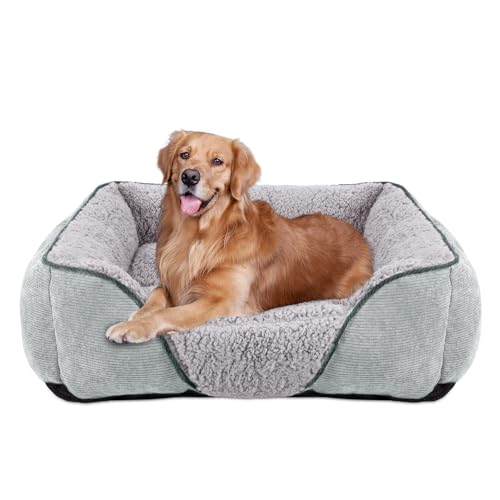 JOEJOY Hundebett Grosse Hunde Hundekorb Waschbar - Flauschig Hundebett, rutschfest HundeköRbchen Hundebetten, Kuschelig PlüSch Hundekorb für Hunde und Katzen-Helles Grau(XL 89×63×23 cm von JOEJOY