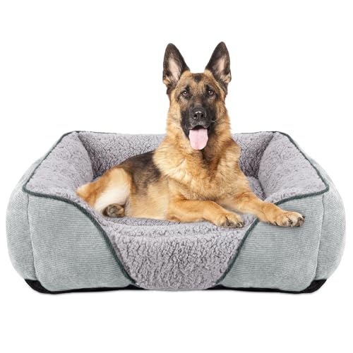 JOEJOY Hundebett Grosse Hunde Hundekorb Waschbar - Hundebett Waschbar Flauschig, rutschfest HundeköRbchen Hundebetten, Bequem Anti Stress Hundebett XXL für Große Hunde & Katzen-Helles Grau，106x80x23cm von JOEJOY