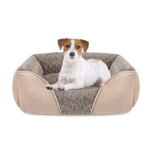 JOEJOY Hundebett Mittelgroße Hunde, Anti-Angst Hundekorb rutschfest Hundebetten, Hundebett Waschbar, Weich Rosensamt Hundebett, Hundebett für Kleine und Mittlere Hunde und Katzen, 63x53x20cm von JOEJOY