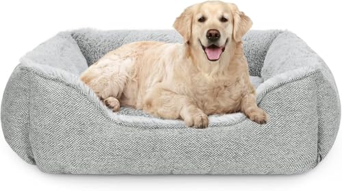 JOEJOY Hundebett Mittelgroße Hunde, Hundebett Waschbar, Hundekorb Flauschig, rutschfest Hundebetten, Plüsch Hundesofa, Haustierbett für Mittlere und Große Hunde und Katzen, 76x61x23cm von JOEJOY