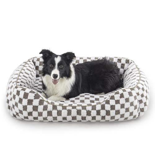 JOEJOY Hundebett für große, mittelgroße und kleine Hunde – rechteckiges, orthopädisches Hundesofa, niedliches, modernes Welpenbett mit Jacquard-Plüsch, rutschfester Unterseite, 88,9 x 63,5 x 25,4 cm, von JOEJOY