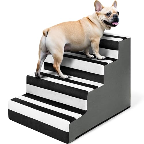 JOEJOY Hundetreppe für kleine Hunde, 45 cm H, 4-stufige Hundetreppe für Bett und Couch, Haustiertreppe mit rutschfester Unterseite, waschbarer Bezug für kleine Hunde und Katzen von JOEJOY