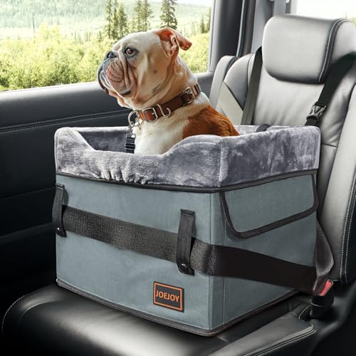 JOEJOY Kleiner Hund Autositz für kleine Hunde, tragbarer Welpen-Hundesitz für Auto mit Clip-On-Sicherheitsleine, verstellbare Gurte, perfekt für kleine Haustiere bis zu 11,3 kg (Grau) von JOEJOY