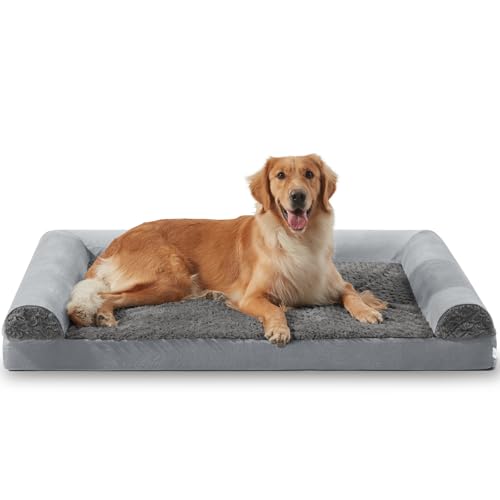 JOEJOY Orthopädisches Hundebett für extra große Hunde, XLarge Hunde-Couch-Bett, U-förmiges Hundebett aus Memory-Schaum mit abnehmbarem, waschbarem Bezug, wasserdichtes Futter, bequeme Nackenrolle, von JOEJOY