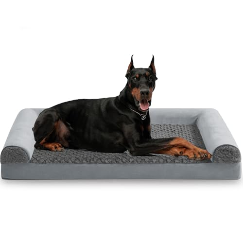 JOEJOY Orthopädisches Hundebett für extra große Hunde, XXL-Hunde-Couch-Bett, U-förmiges Hundebett aus Memory-Schaum mit abnehmbarem, waschbarem Bezug, wasserdichtes Futter, bequeme Nackenrolle, 121,9 von JOEJOY