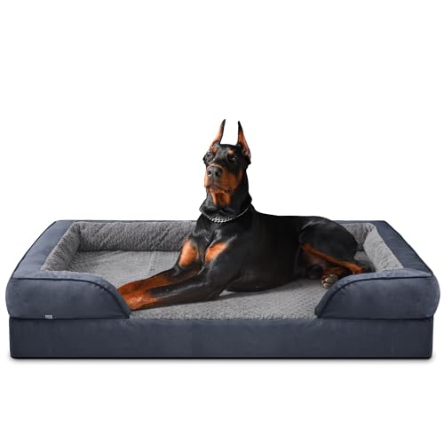 JOEJOY XXL Orthopädisches Hundebett, XXL waschbares Katzenbett Hundekissen mit Wabenstruktur und abnehmbarem wasserdichte Fütterung Schaumstoff hundebett orthopädisch Grau von JOEJOY