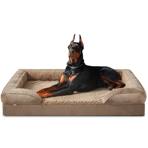 JOEJOY XXL Orthopädisches Hundebett, XXL waschbares Katzenbett Hundekissen mit Wabenstruktur und abnehmbarem wasserdichte Fütterung Schaumstoff hundebett orthopädisch Braun von JOEJOY